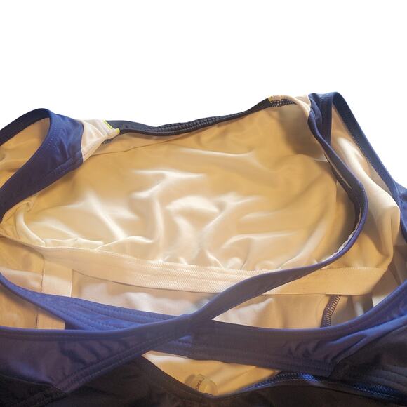 Lands' End Sport Size 14 Blue White Striped Criss Cross Back Swimsuit - Picture 4 of 8